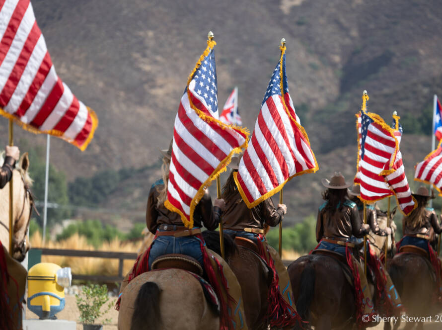 Temecula Cowgirls with flags
