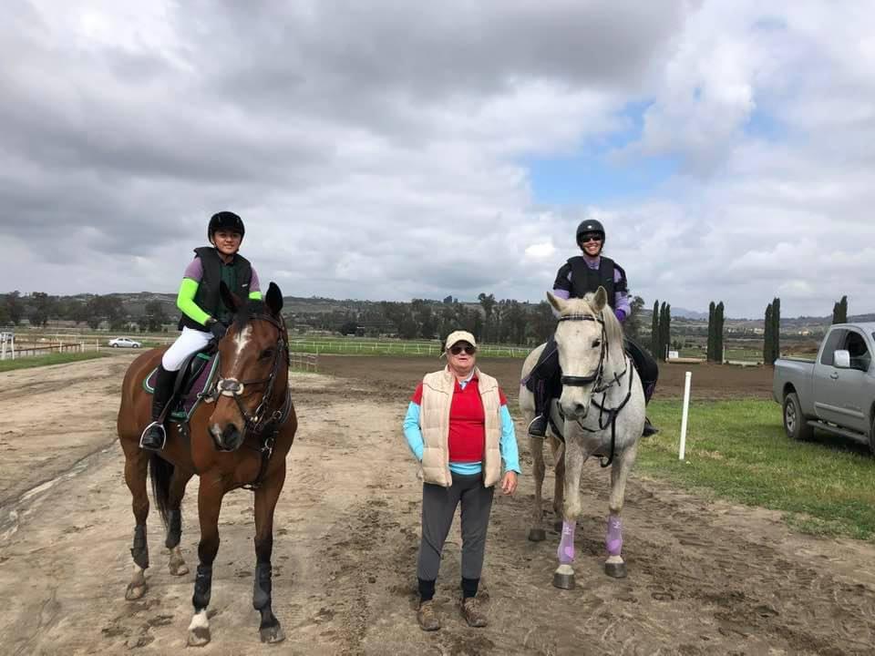 Kim Scheid with students at Galway Downs. Volunteer Lorraine Health on the right. 