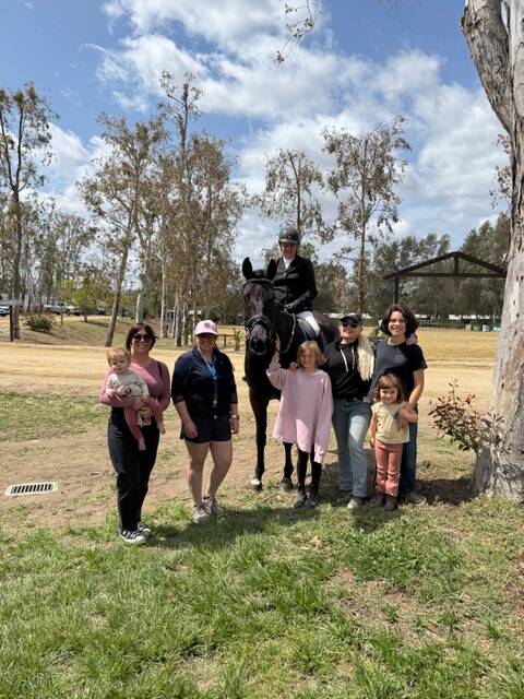 Sue Spencer with her family and trainer at Galway Downs