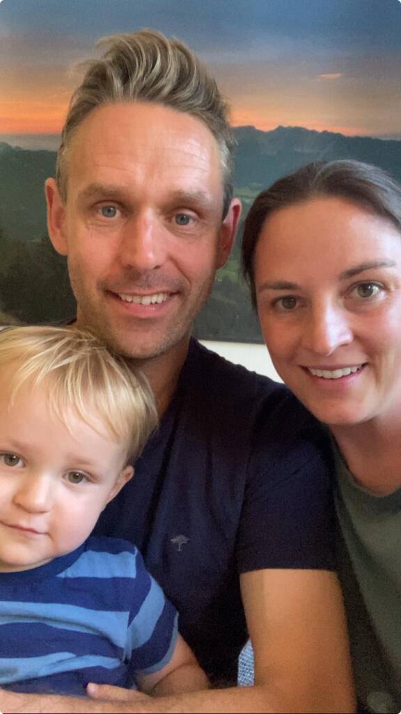 Ed Holloway with Helena and their son Anton.