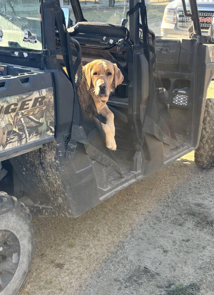 Dixie Greene in the Safety coordinators UTV